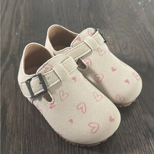 SHEIN Cream Moccasins with Pink Heart Print